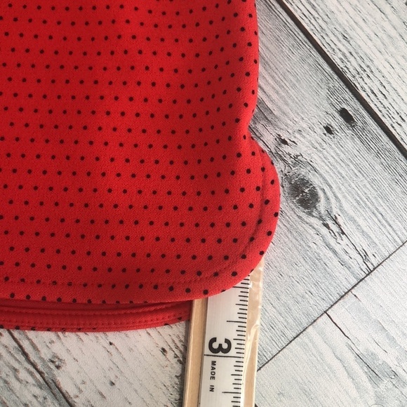 Karl Lagerfeld Red Black Polka Dot Ruffle Blouse Small - Picture 10 of 12
